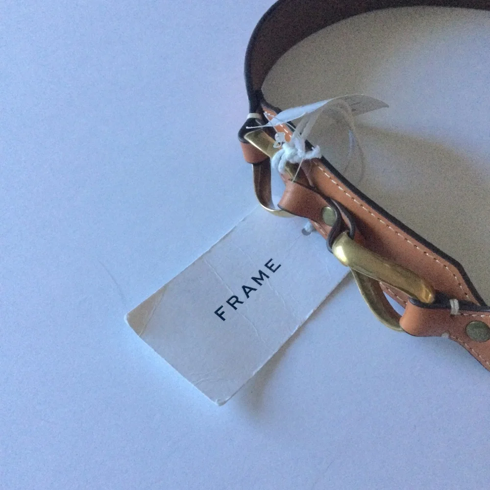 FRAME WOMENS LEATHER DOUBLE TWIST WAIST BELT IN CUOIO SIZE SMALL NWT